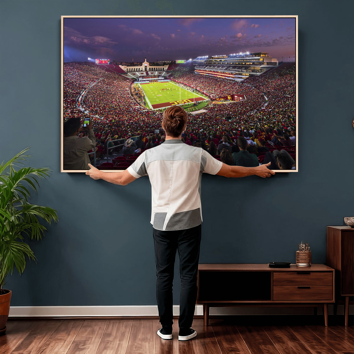 73373-MGV-CV-36X24 - The University of Southern California USC Trojans Football Team Print, Extra Large Game Room Wall Decor