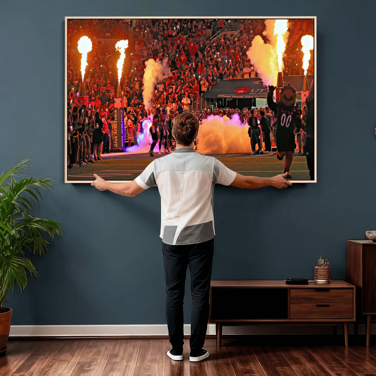 98664-MGV-CV-36X24 - The University of Texas at San Antonio Roadrunners Football Team Print, Extra Large Game Room Wall Decor