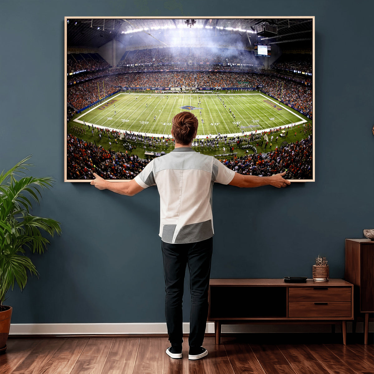 46972-MGV-CV-36X24 - The University of Texas at San Antonio Roadrunners Football Team Print, Framed and Ready to Hang
