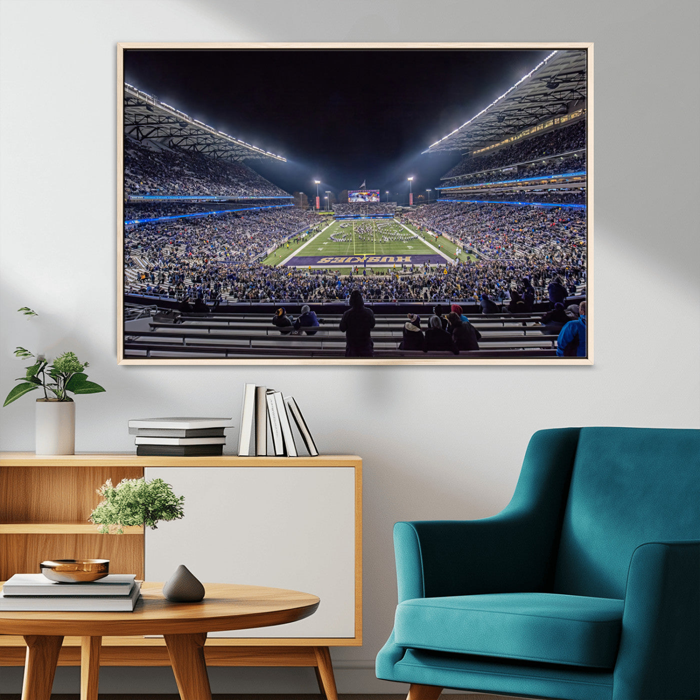 MGV-FC-36X24 - The University of Washington Huskies Football Team Print - Seattle Husky Stadium Wall Art Canvas