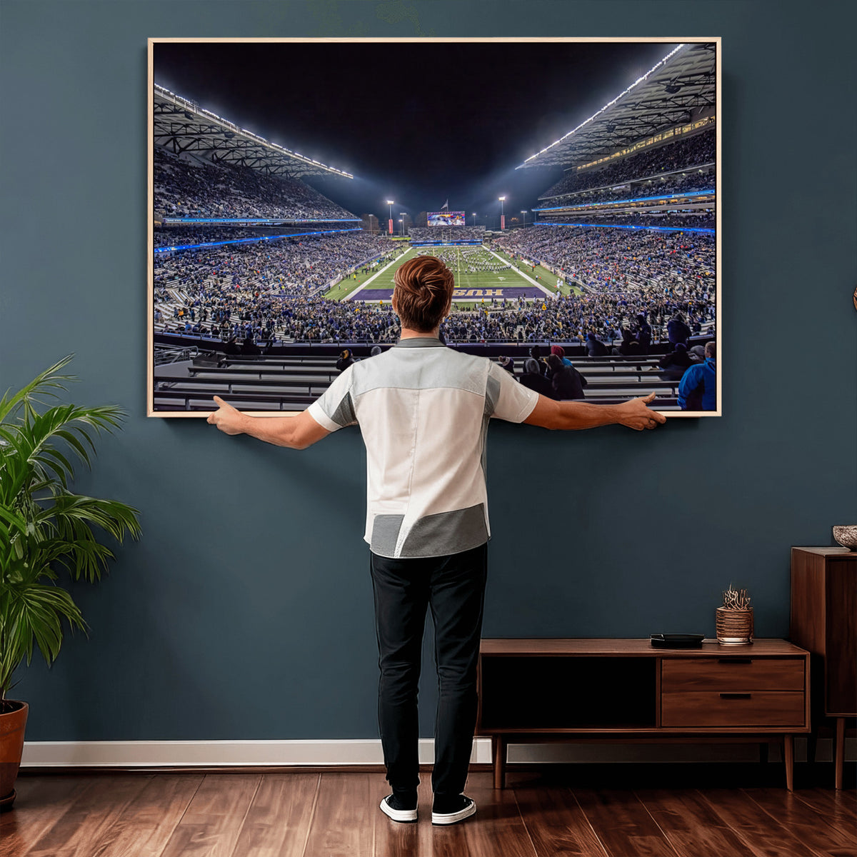 85780-MGV-CV-36X24 - The University of Washington Huskies Football Team Print, Extra Large Game Room Wall Decor