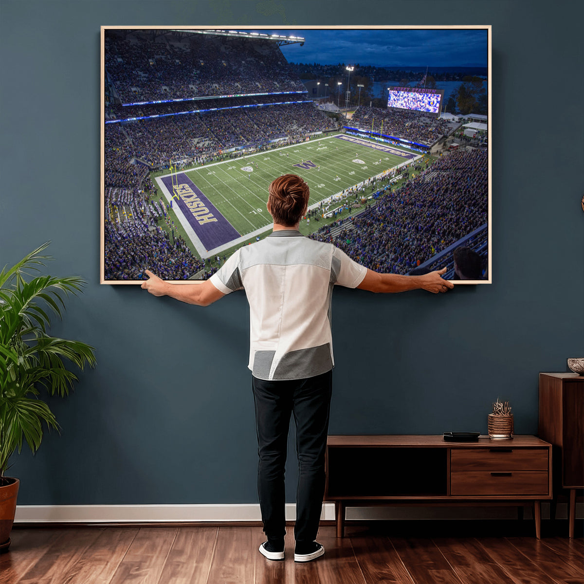 84780-MGV-CV-36X24 - The University of Washington Huskies Football Team Print, Framed and Ready to Hang