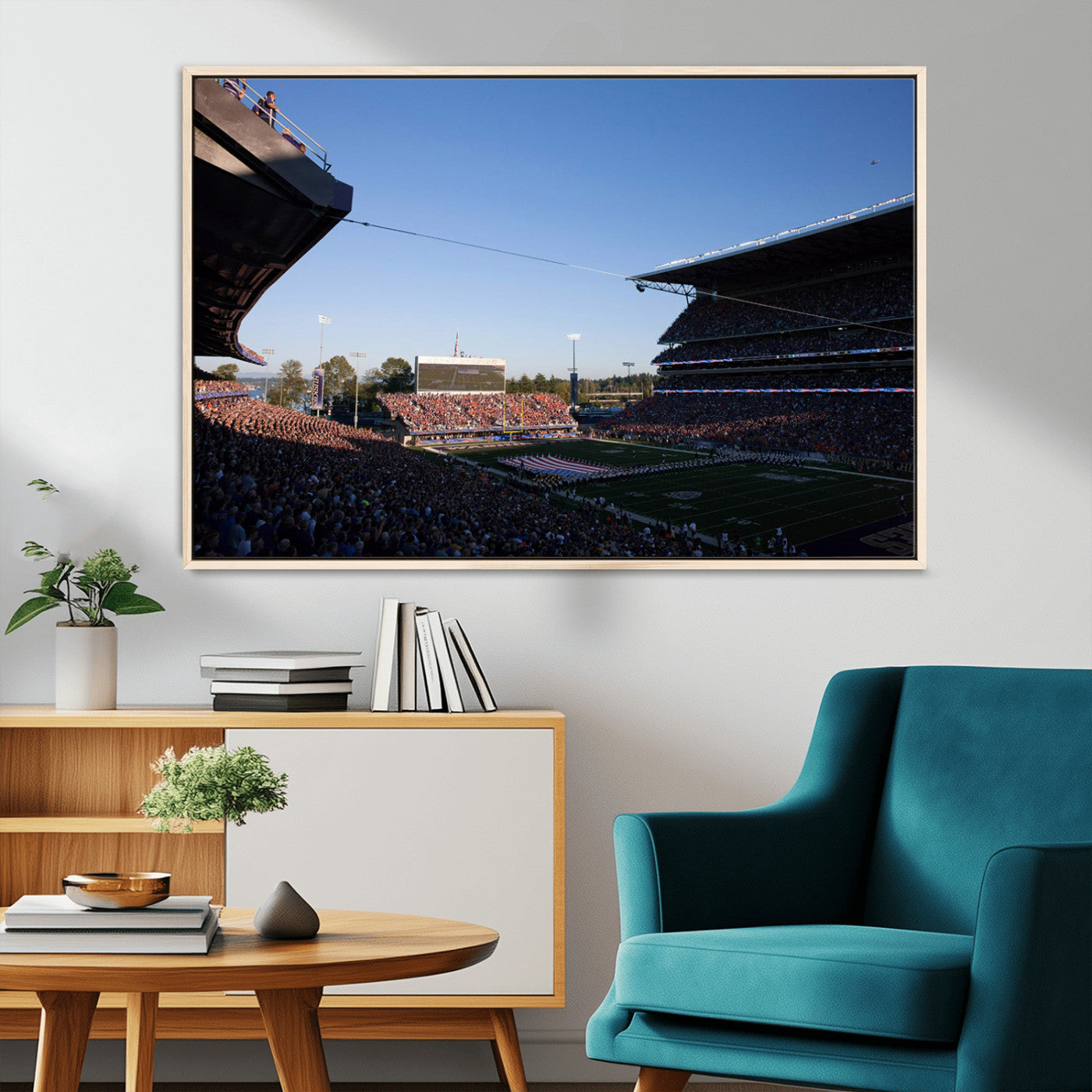MGV-FC-36X24 - The University of Washington Huskies Football Team Print - Seattle Husky Stadium Wall Art Canvas