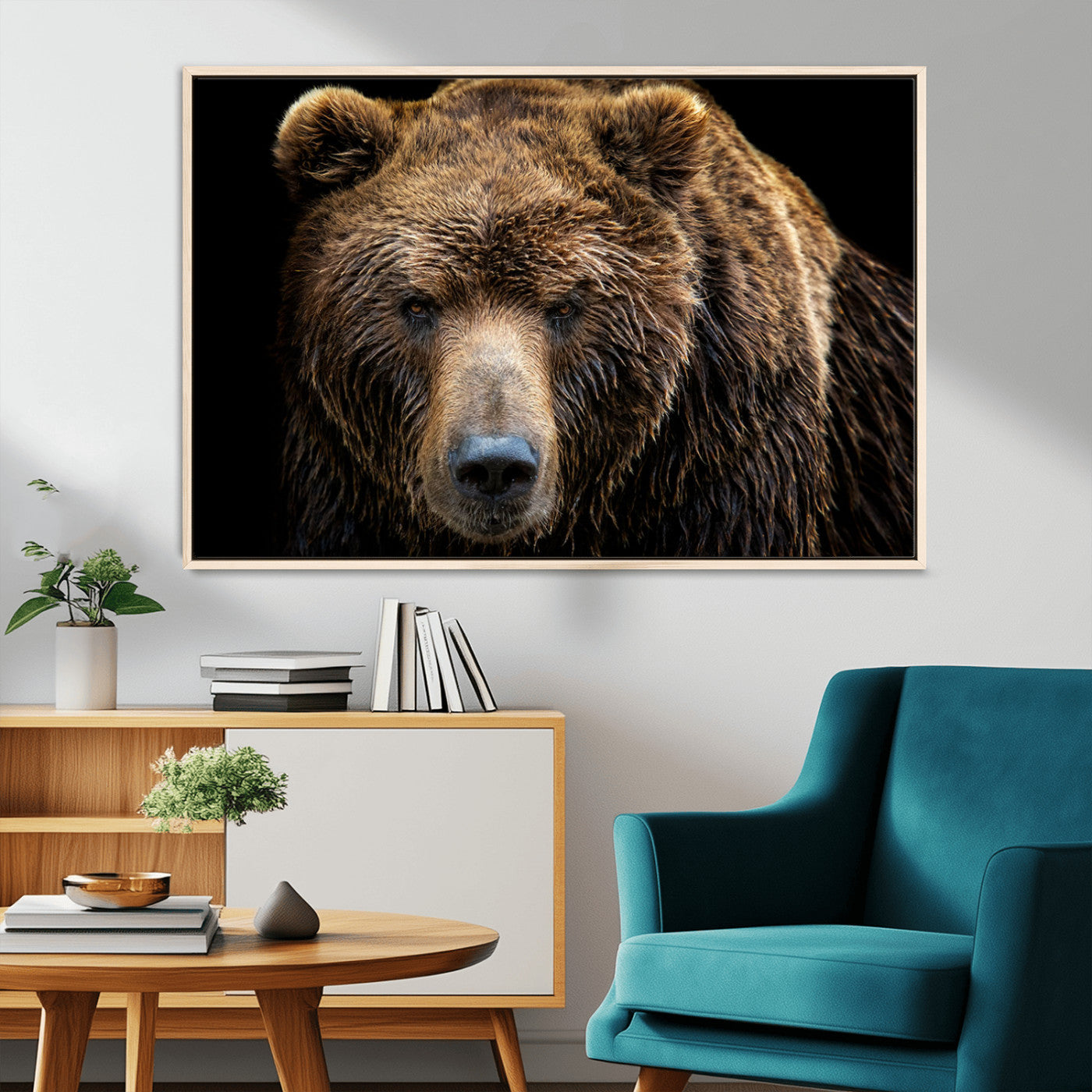MGV-FC-36X24 - Grizzly Brown Bear Canvas Wall Art, Wildlife Animal Canvas Artwork Bear Print, Bear Wall Art Print,