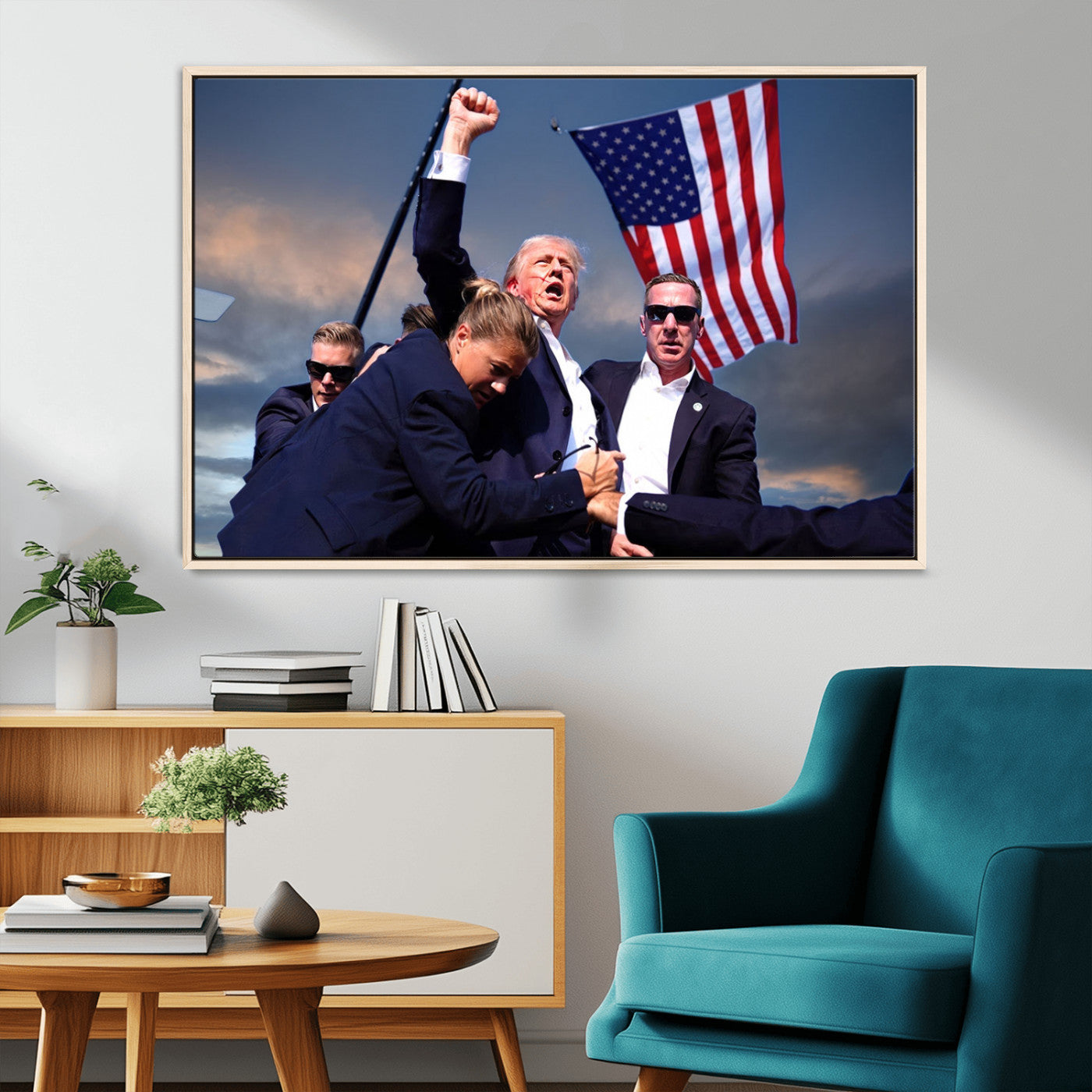 MGV-FC-36X24 - Donald Trump Assassination Attempt Wall Art Print, Trump Historic Footage - Iconic Reaction by Trump
