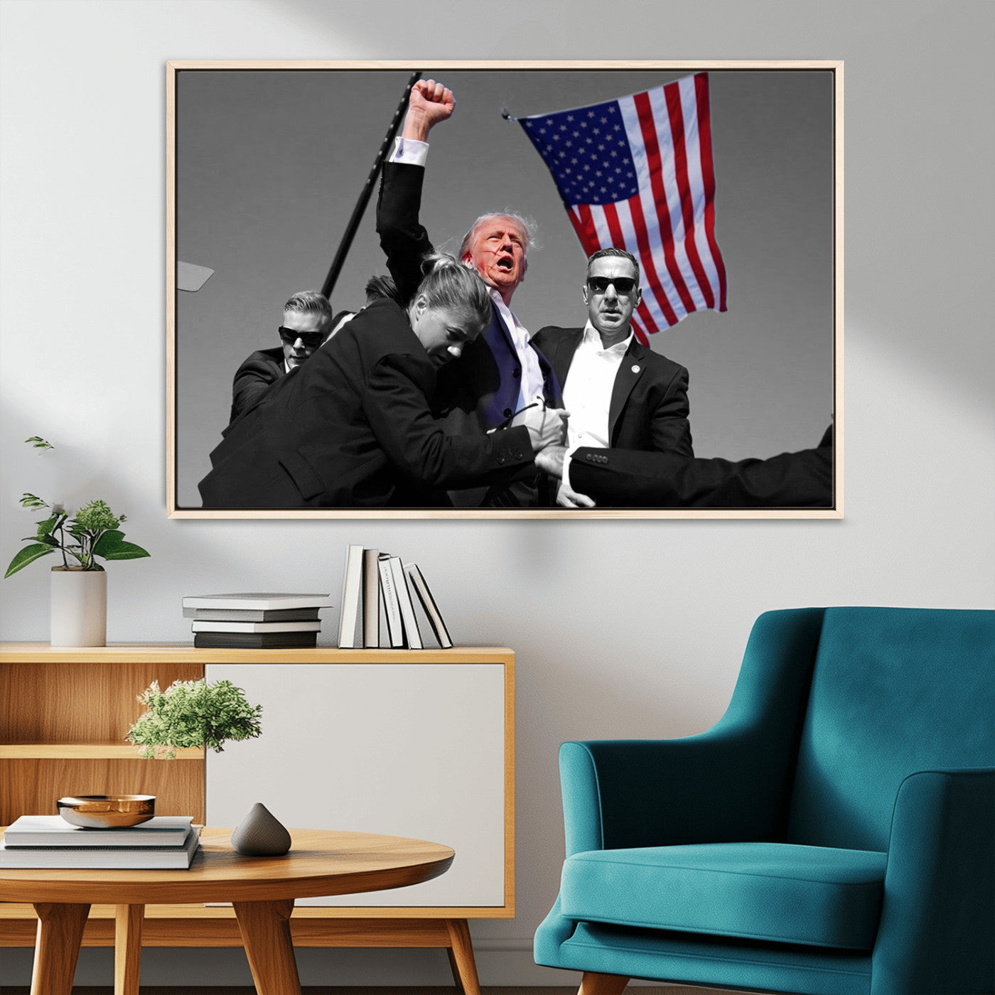 MGV-FC-36X24 - Donald Trump Assassination Attempt Wall Art Print, Trump Historic Footage - Iconic Reaction by Trump