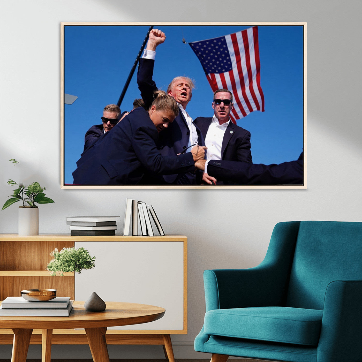 MGV-FC-36X24 - Donald Trump Assassination Attempt Wall Art Print, Trump Historic Footage - Iconic Reaction by Trump