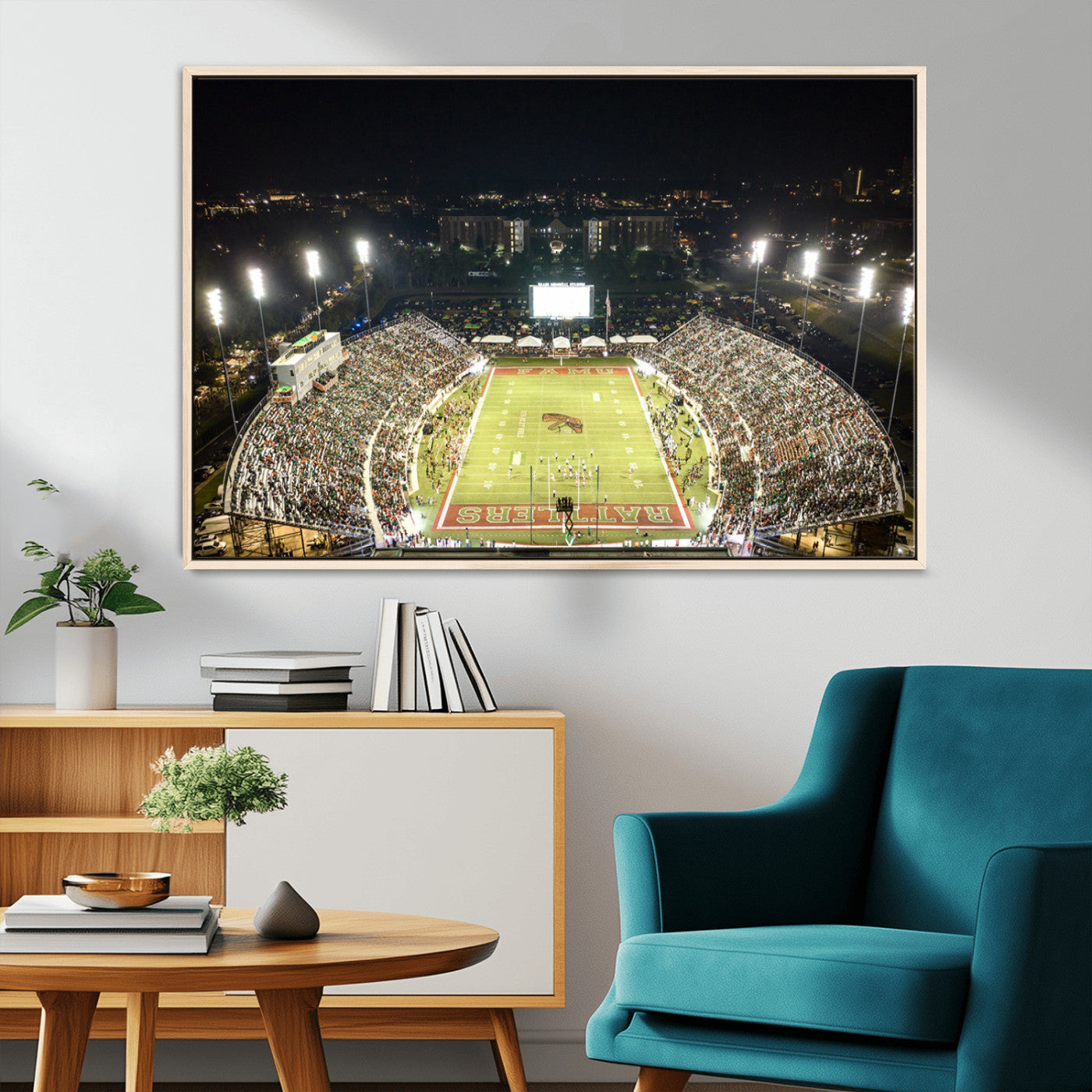 MGV-FC-36X24 - Florida A&M Rattlers Football Team Print - Tallahassee Bragg Memorial Stadium Wall Art Canvas Print