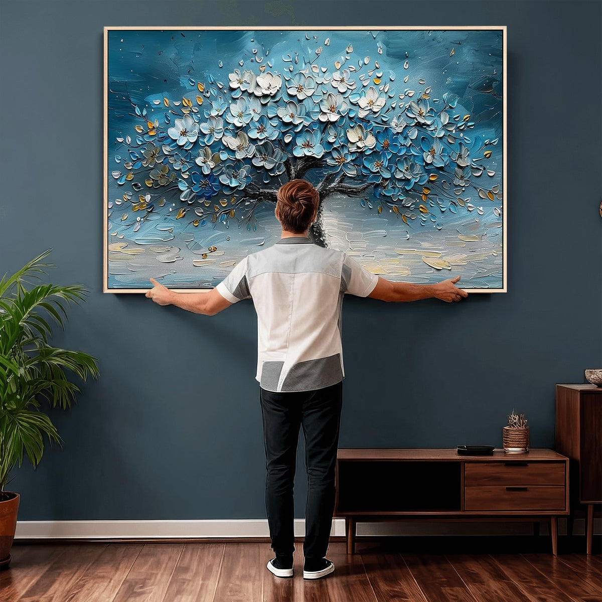 24109-_Poster-30x20 - Abstract Blooming Tree Wall Art Canvas Print, Floral Modern Home Decor