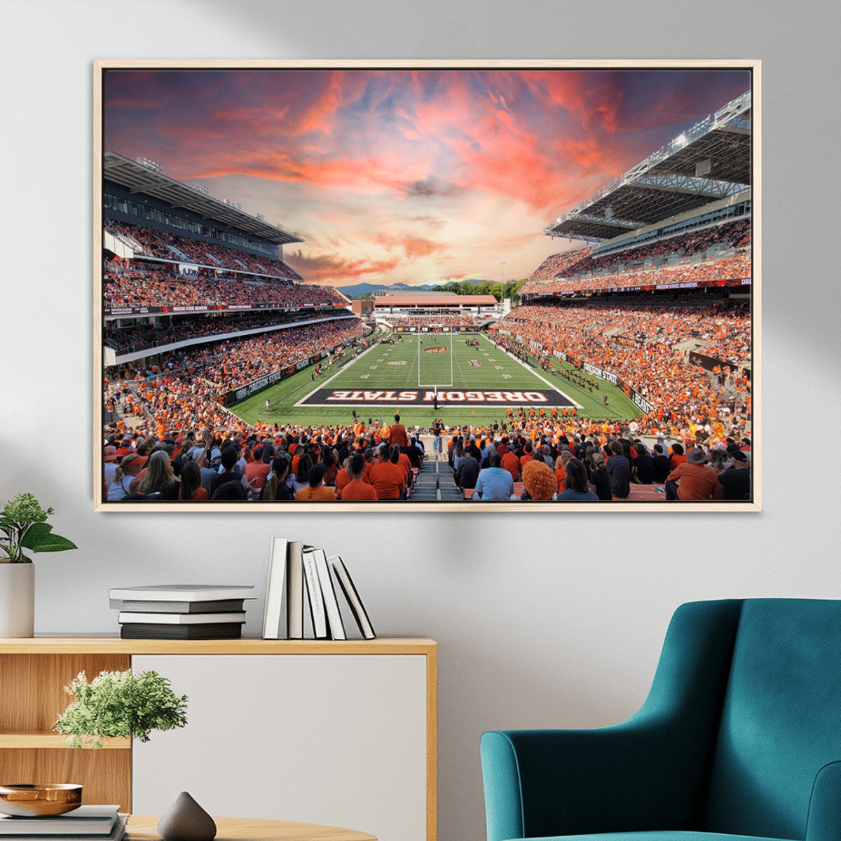 54167-MGV-CV-36X24-Oregon State Beavers Football Team Print - Corvallis Reser Stadium Wall Art Canvas Print