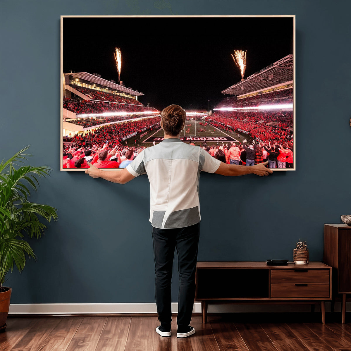 52633-MGV-CV-36X24 - Oregon State Beavers Football Team Print, Corvallis Reser, Framed and Ready to Hang