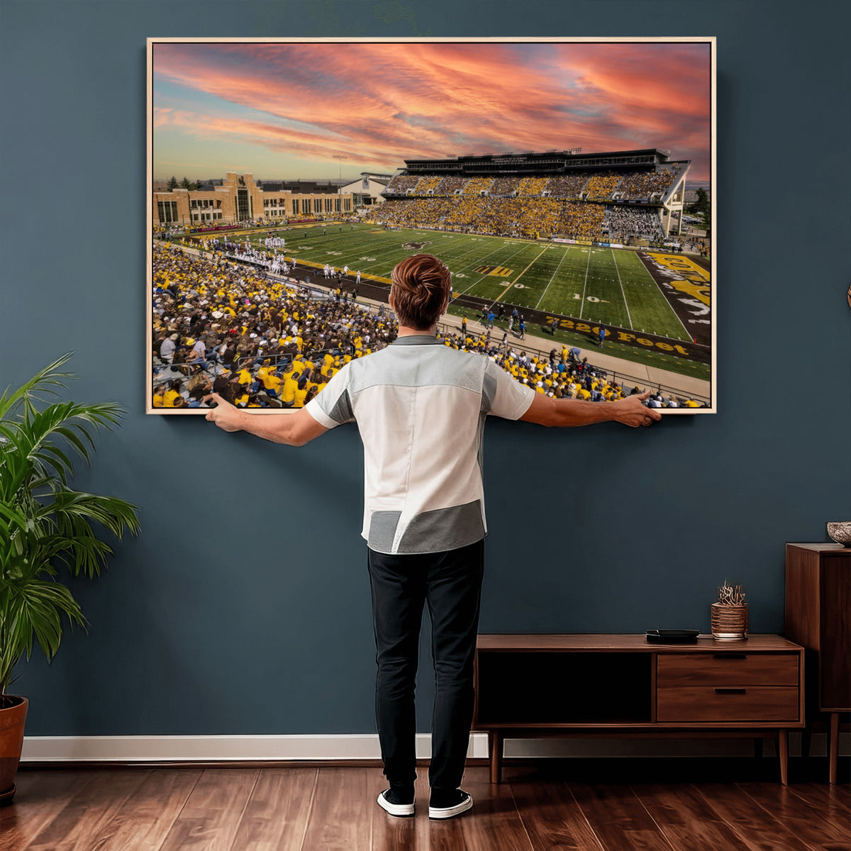 90508-MGV-CV-36X24 - University of Wyoming Cowboys Football Team Print, Laramie, Extra Large Game Room Wall Decor