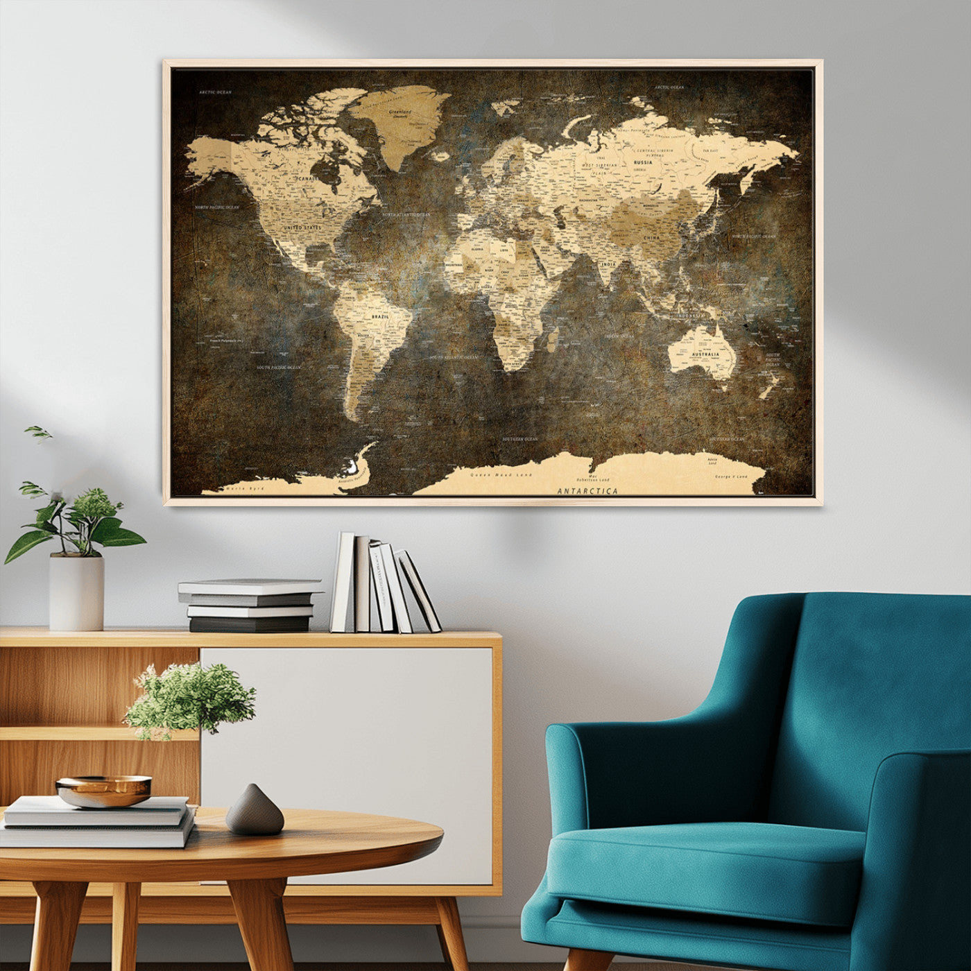 MGV-FC-36X24 - Push Pin World Map Canvas Print – Framed Wall Art for Couples to Track Their Travels – Anniversary