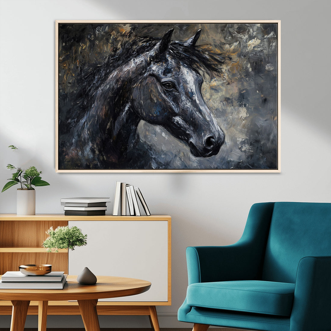 Large Abstract Horse Wall Art Canvas Print, Farmhouse Wall Art