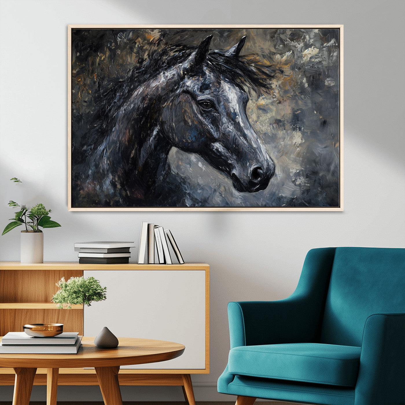 MGV-FC-36X24 - Large Abstract Horse Wall Art Canvas Print | Farmhouse Wall Decor | Rustic Horse Art | Western Cabin