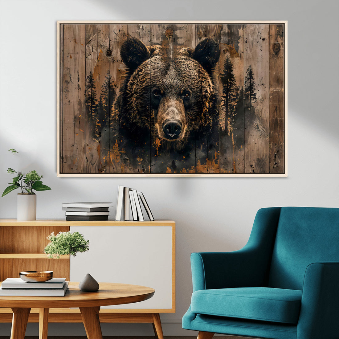 Rustic Grizzly 399 Wall Art, Triptych Canvas Print, Rustic Decor