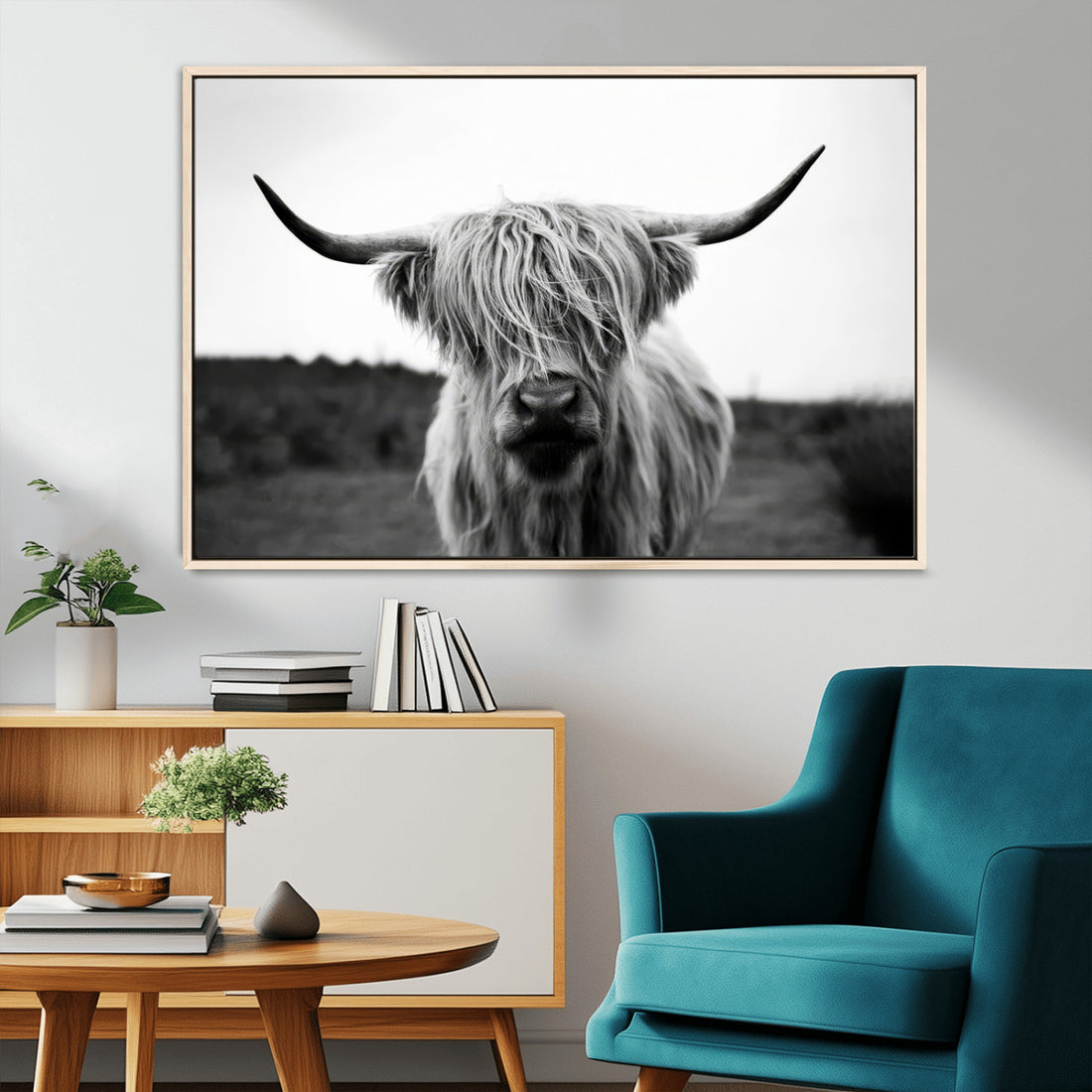 Highland Cow Wall Art, Black and White Farmhouse Decor