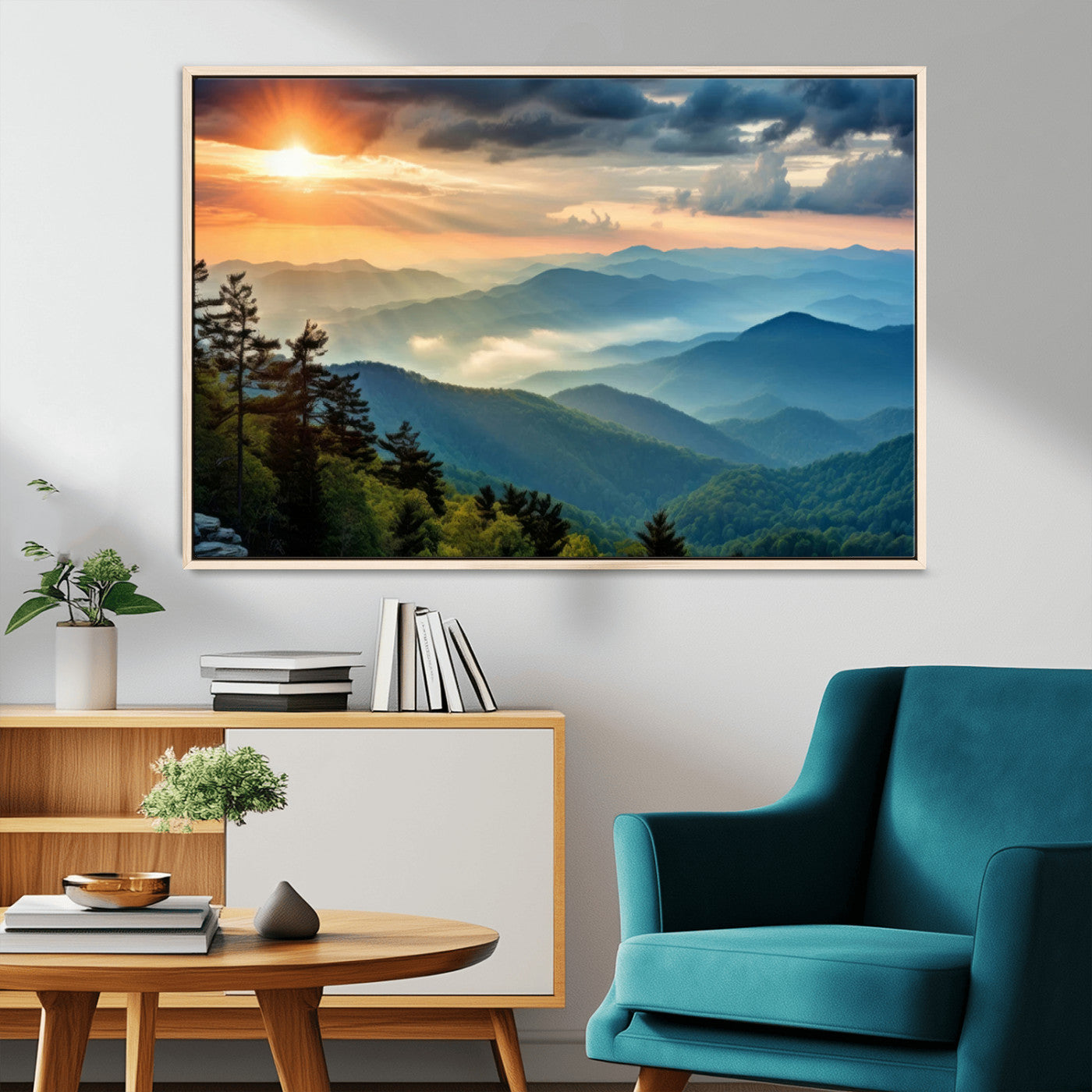 MGV-FC-36X24 - Sunrise Over Mountain Range Wall Art Canvas Print, Farmhouse Wall Decor, Cabin Wall Art