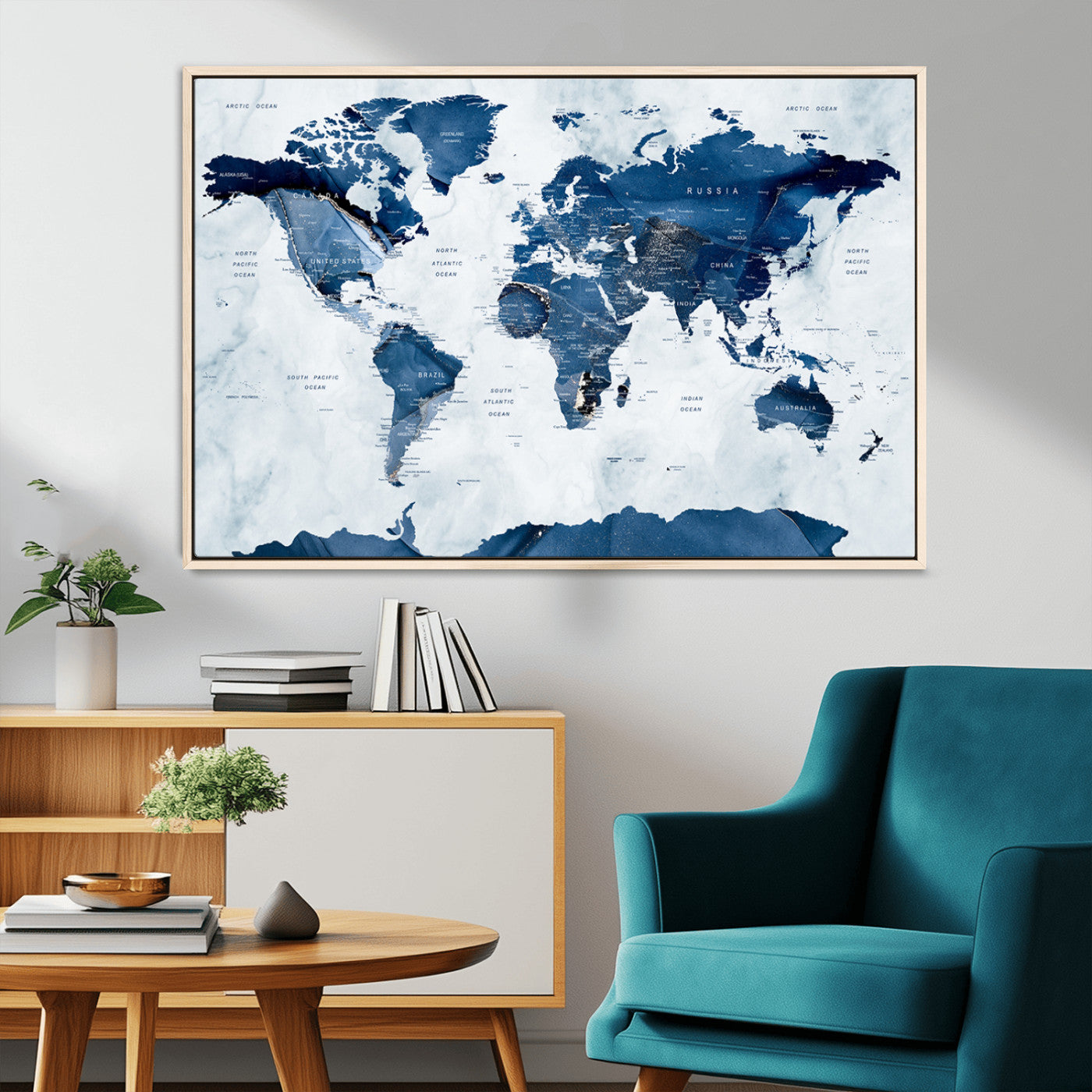 MGV-FC-36X24 - Push Pin World Map Canvas Print – Framed Wall Art for Couples to Track Their Travels – Anniversary