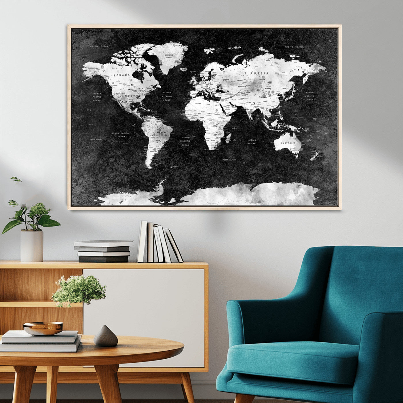 MGV-FC-36X24 - Push Pin World Map Canvas Print – Framed Wall Art for Couples to Track Their Travels – Anniversary