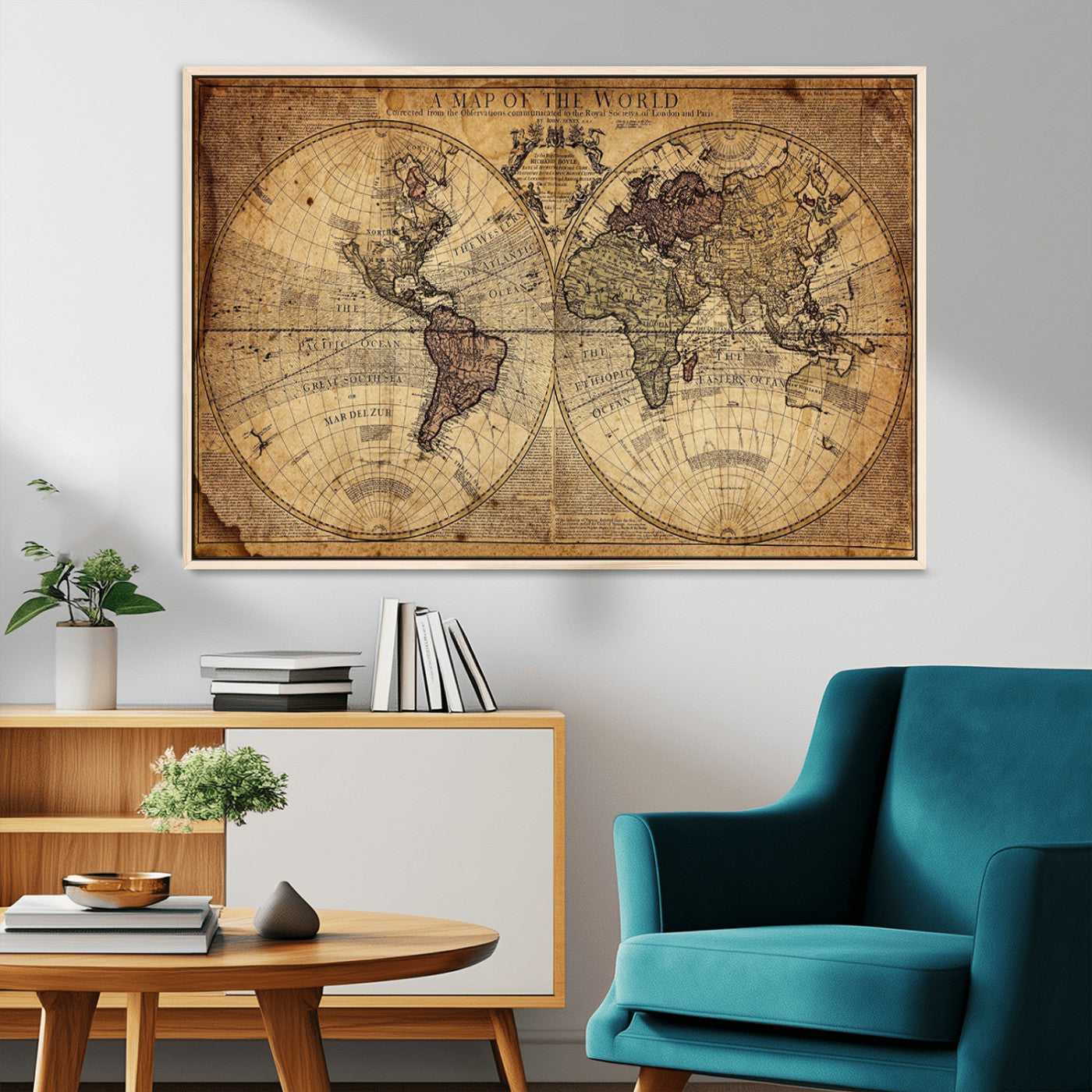 MGV-FC-36X24 - Push Pin World Map Canvas Print – Framed Wall Art for Couples to Track Their Travels – Anniversary