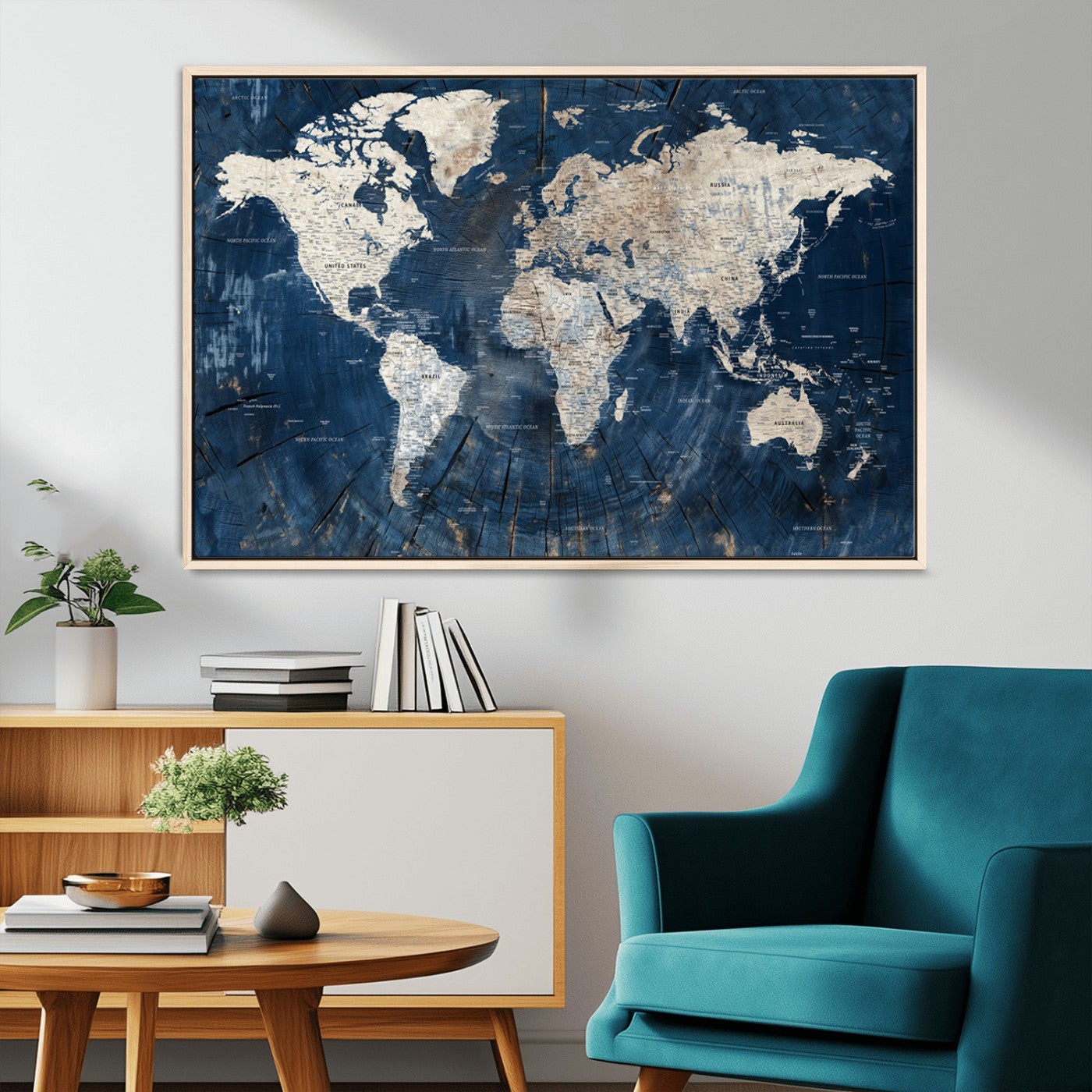 MGV-FC-36X24 - Push Pin World Map Canvas Print – Framed Wall Art for Couples to Track Their Travels – Anniversary