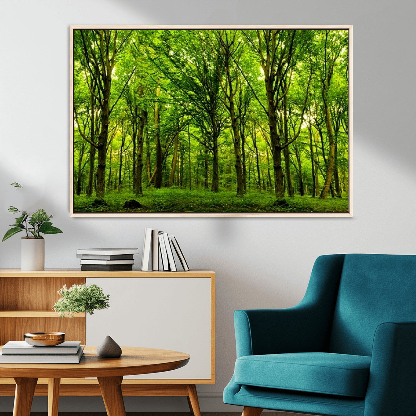 MGV-FC-36X24 - Lush Green Forest Canvas Print | 3-Panel Forest Wall Art | Nature Landscape for Living Room
