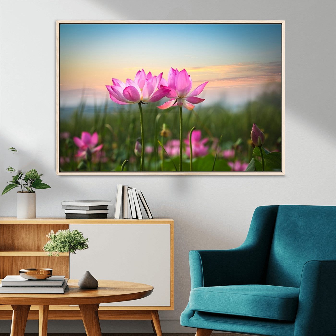 MGV-FC-36X24 - Pink Flower on the Mountain Canvas Print, Framed Pink Flower Canvas Wall Art