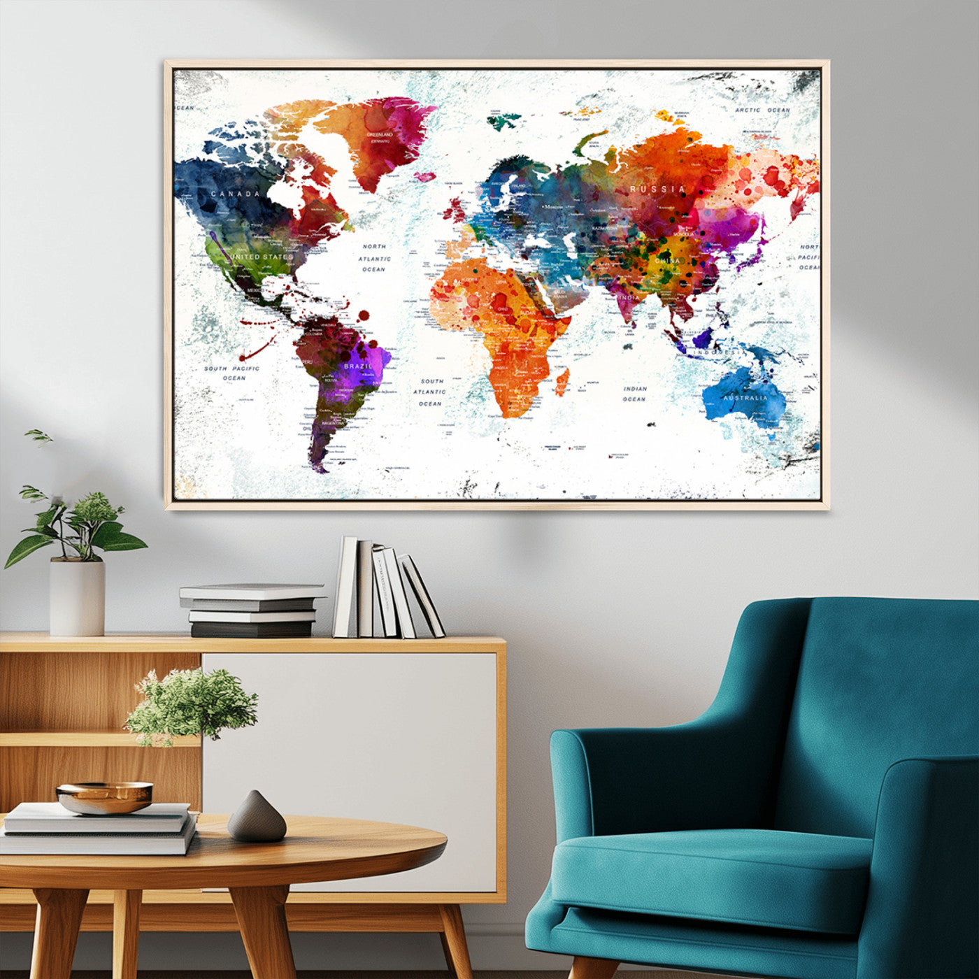 MGV-FC-36X24 - Push Pin World Map Canvas Print – Framed Wall Art for Couples to Track Their Travels – Anniversary