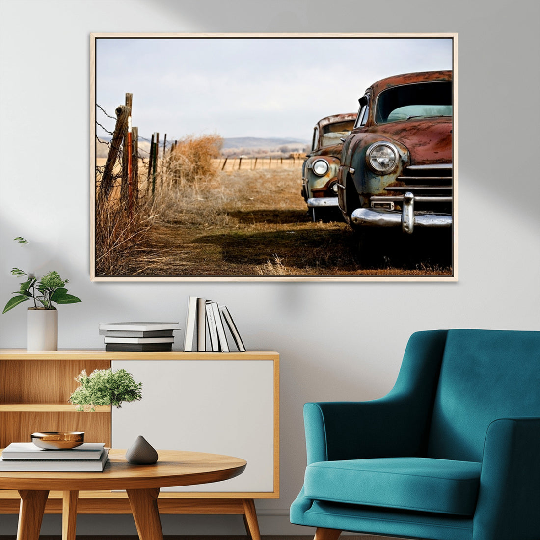 Old Rustic Classic Car Wall Art Canvas Print