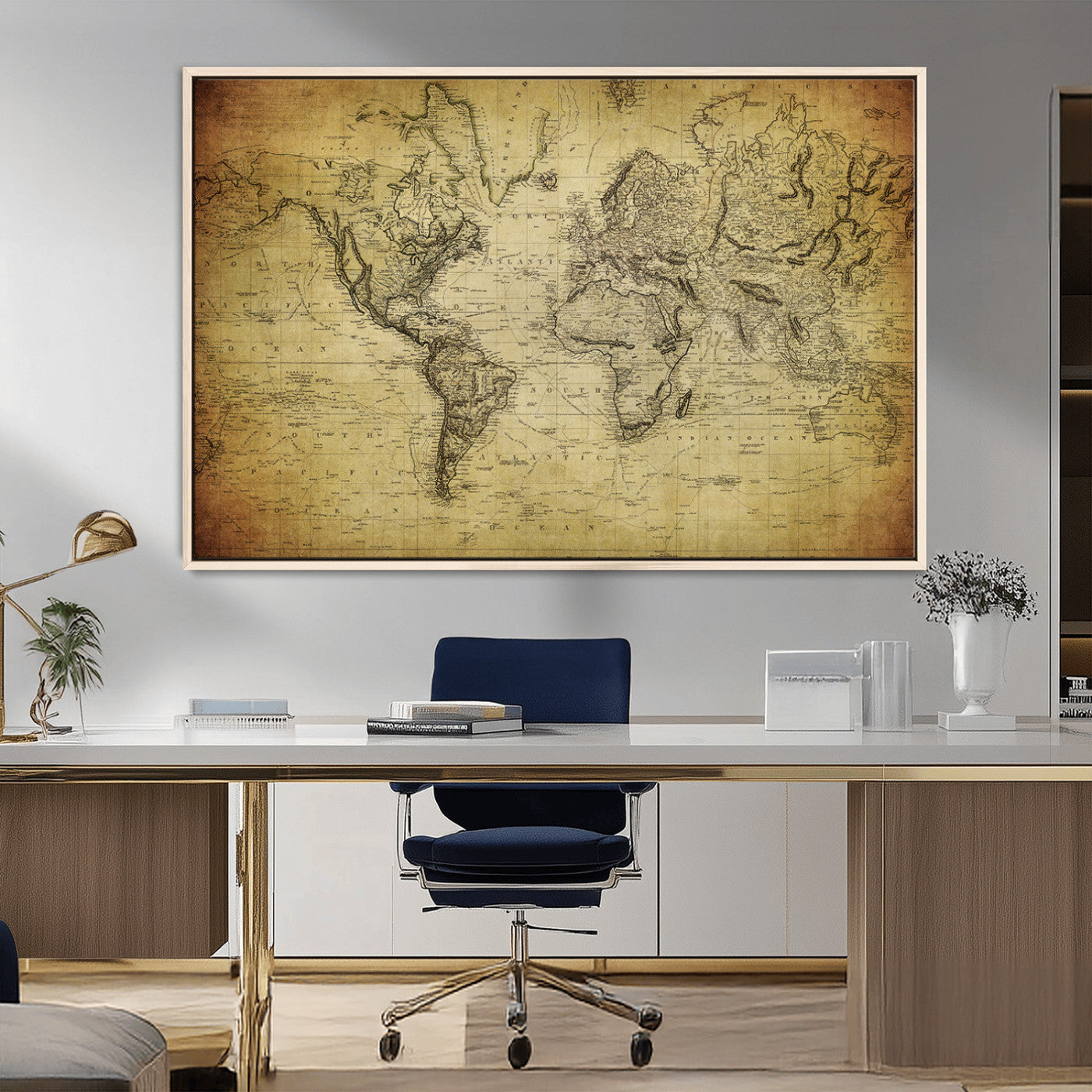 MGV-FC-36X24 - Push Pin World Map Canvas Print – Framed Wall Art for Couples to Track Their Travels – Anniversary
