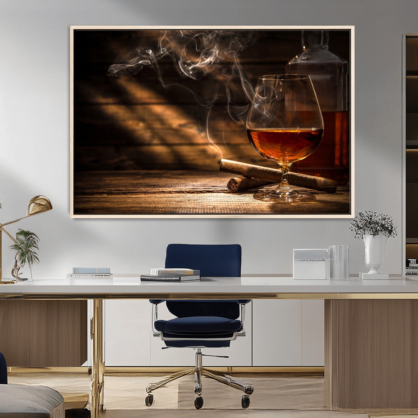 MGV-FC-36X24 - Whiskey and Cigar Wall Art Canvas Print