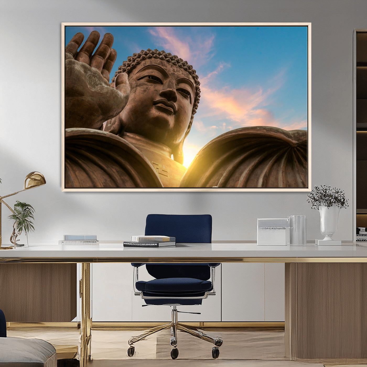MGV-FC-36X24 - Buddha Statue and Daylight Wall Art, Buddha Statue Wall Art Canvas Print