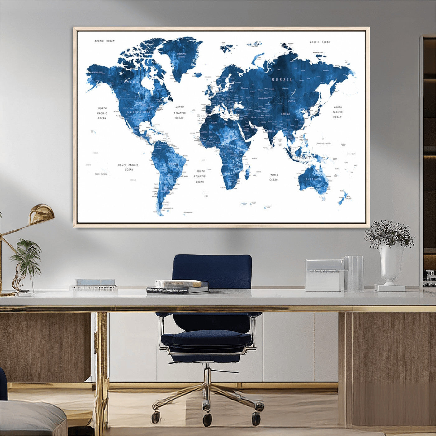 MGV-FC-36X24 - Push Pin World Map Canvas Print – Framed Wall Art for Couples to Track Their Travels – Anniversary