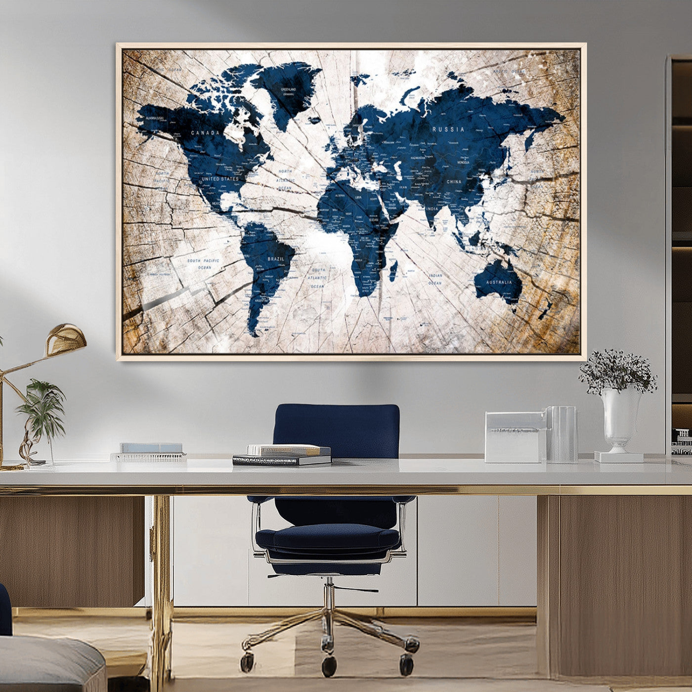 MGV-FC-36X24 - Push Pin World Map Canvas Print – Framed Wall Art for Couples to Track Their Travels – Anniversary