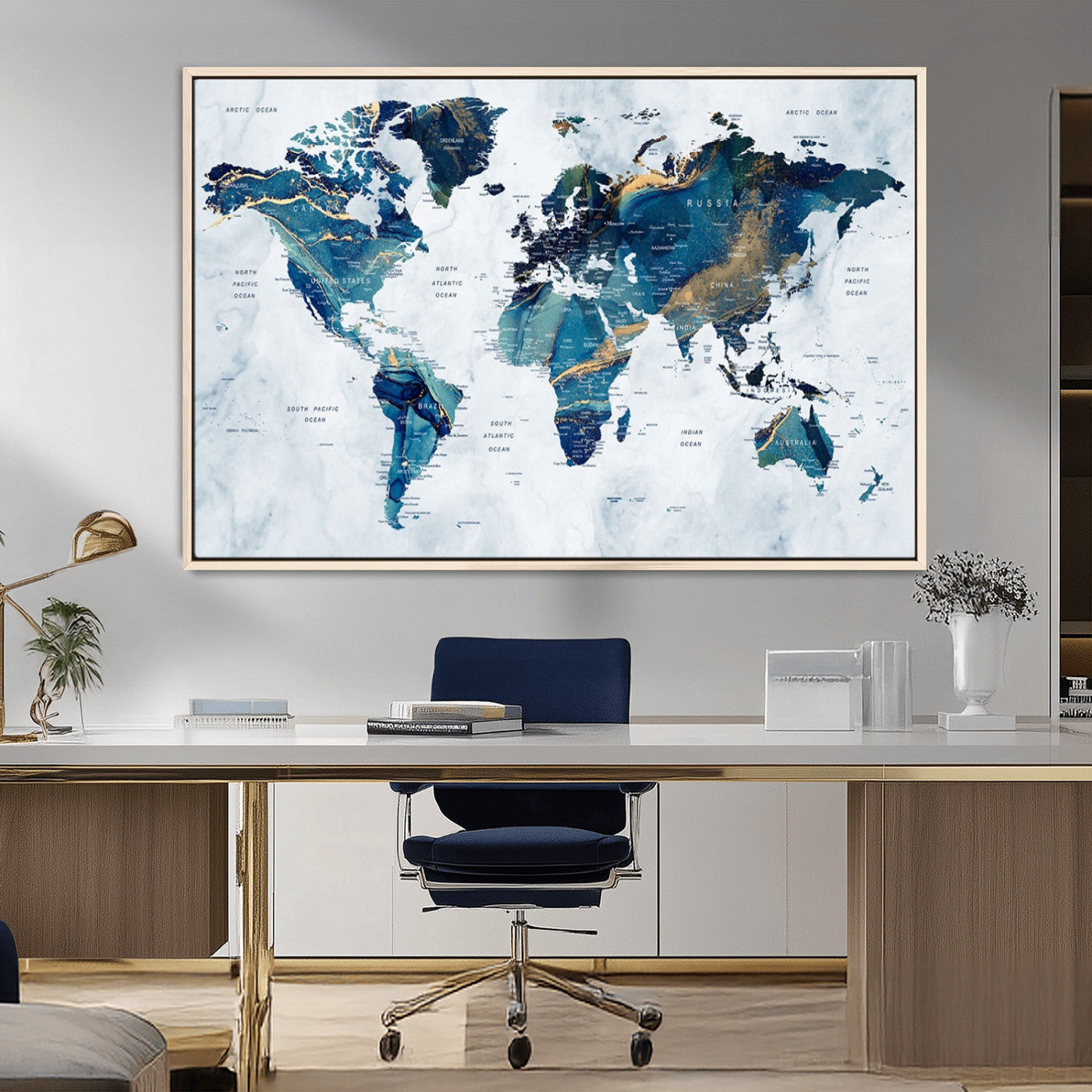 MGV-FC-36X24 - Push Pin World Map Canvas Print – Framed Wall Art for Couples to Track Their Travels – Anniversary