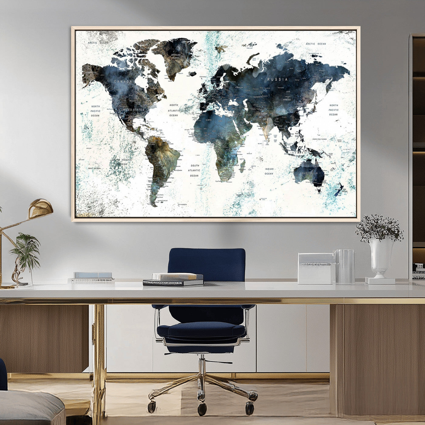 MGV-FC-36X24 - Push Pin World Map Canvas Print – Framed Wall Art for Couples to Track Their Travels – Anniversary