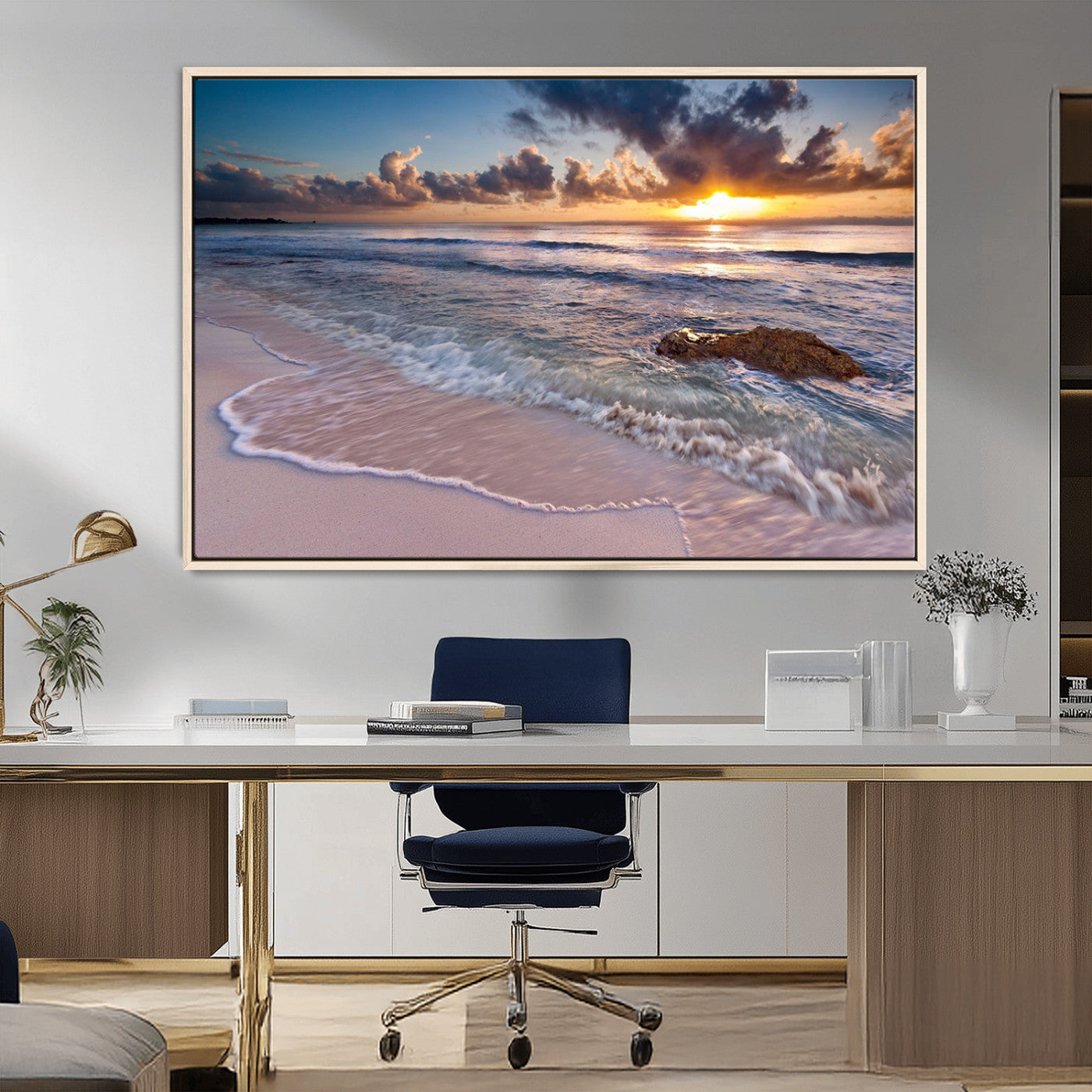 MGV-FC-36X24 - Sea Ocean Sunset Beach Wall Art Canvas Print
