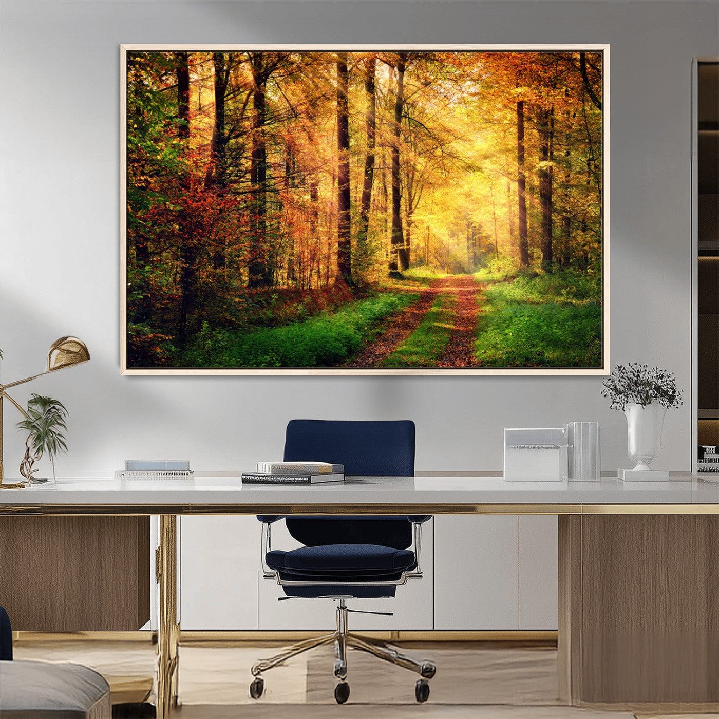 MGV-FC-36X24 - Forest Fall Wall Art Print - Sunlight Through Trees Wall Art Canvas Print
