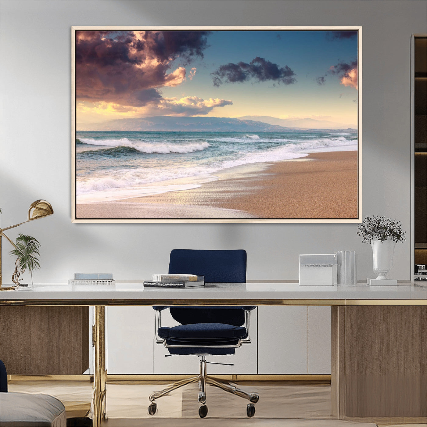 MGV-FC-36X24 - Cloudy Weather Beach Sunset Canvas Print | Sunrise Wall Art Canvas Print