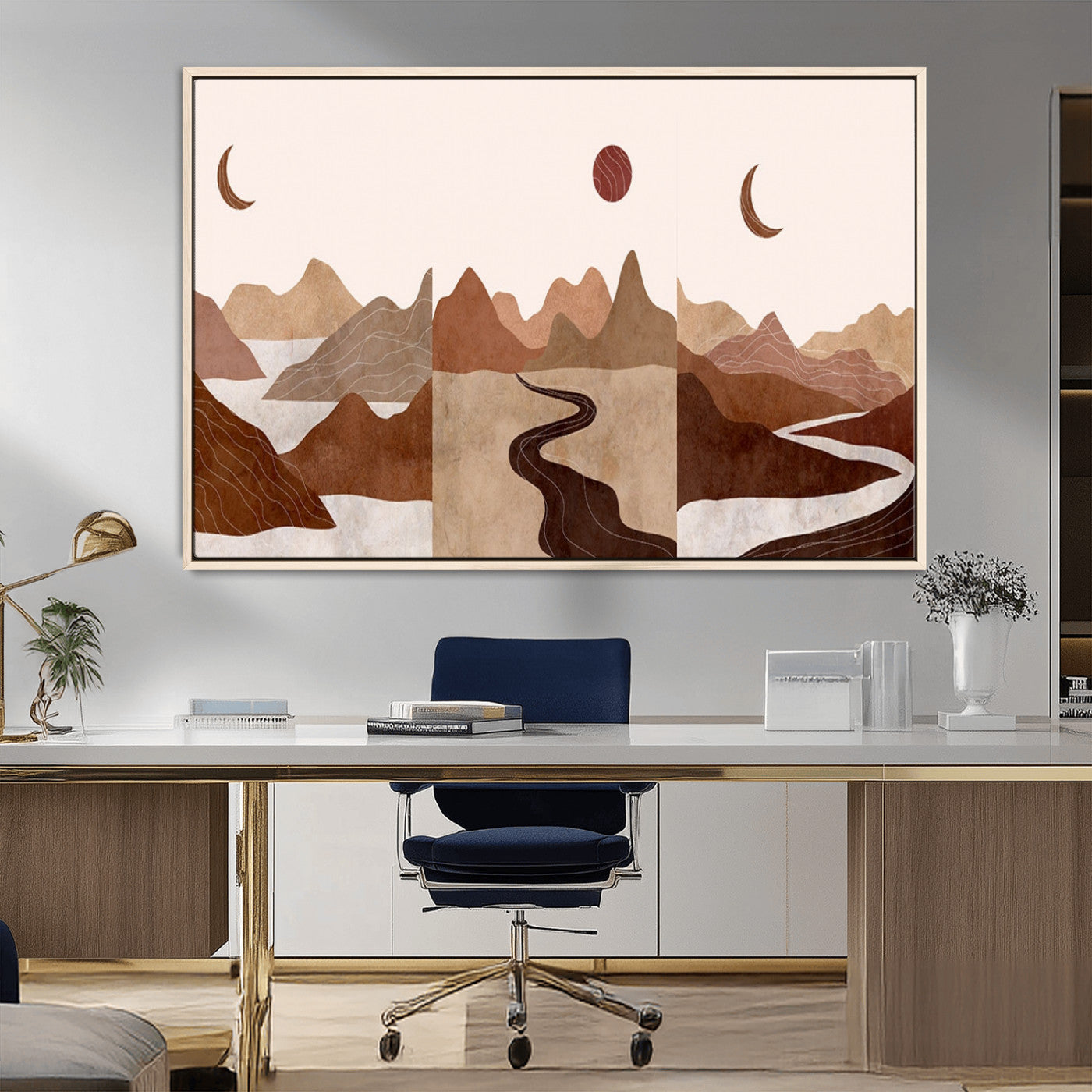MGV-FC-36X24 - Boho Wall Art Canvas Print Set Mid-Century Prints Bohemian Wall Artwork Prints Boho Neutral