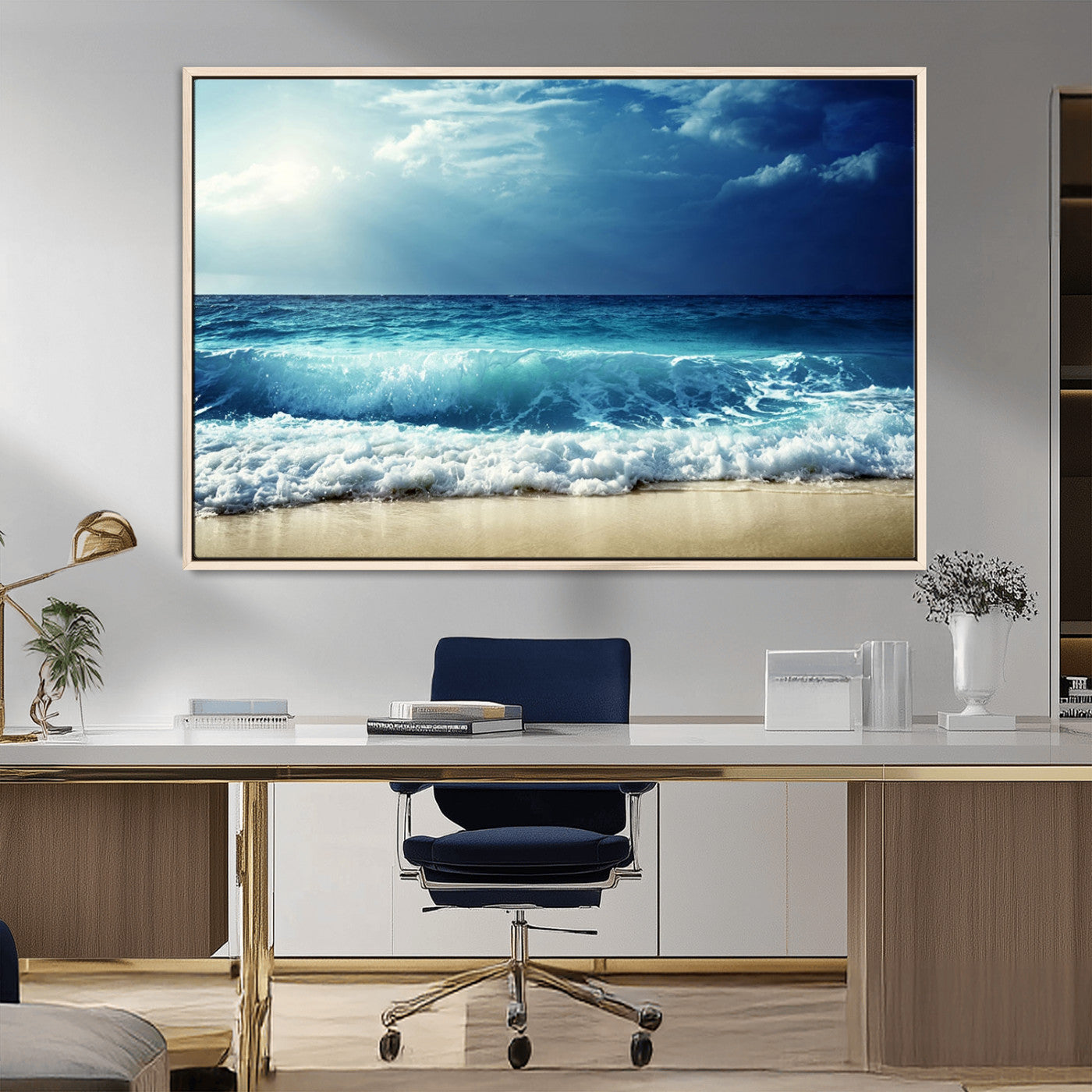 MGV-FC-36X24 - Majestic Ocean Wave Wall Art Canvas | 3 Panel Large Seascape Print for Living Room, Bedroom, Office Decor, Ready to Hang