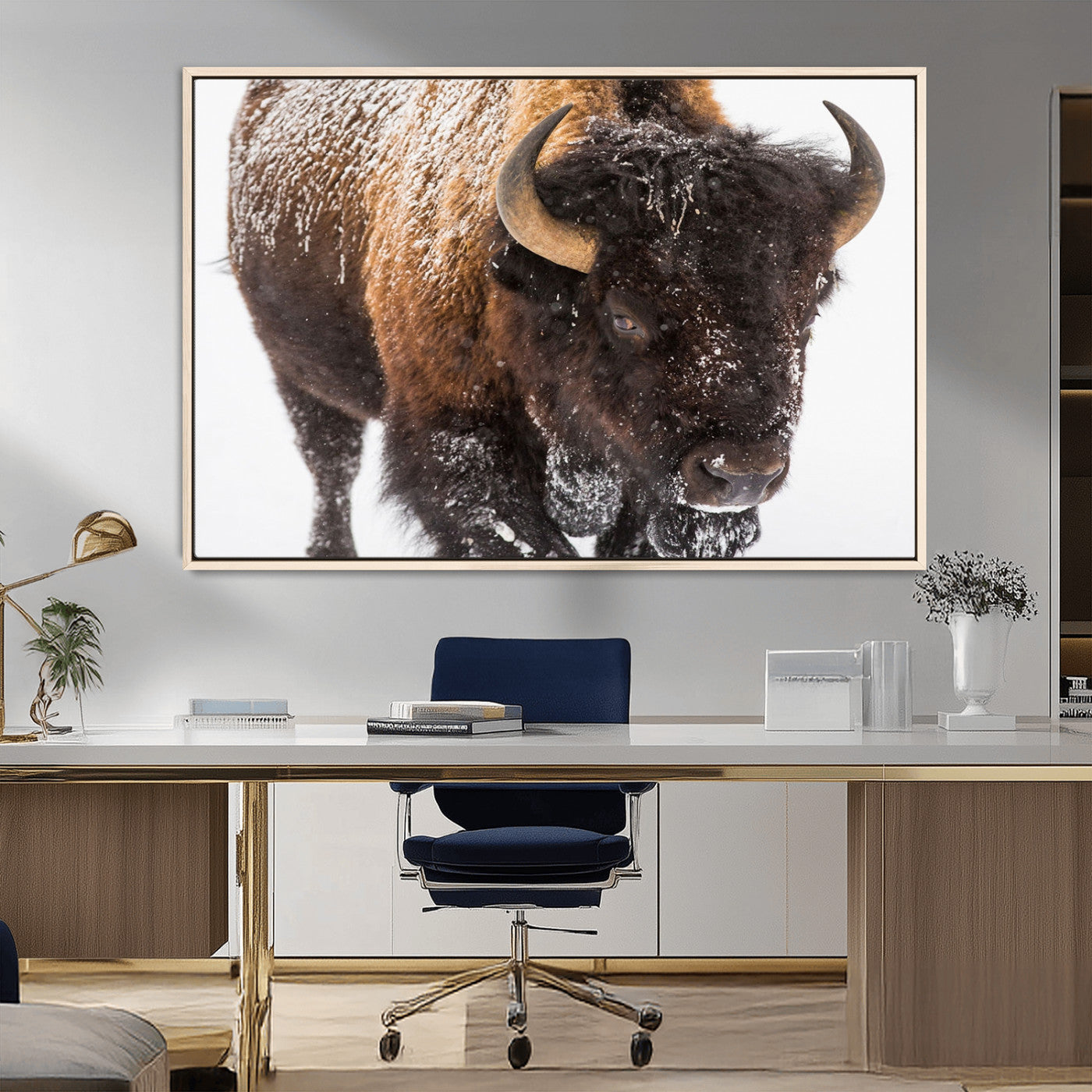 MGV-FC-36X24 - Bison Wall Art Canvas Print For Farmhouse, Wild Animal Wall Art