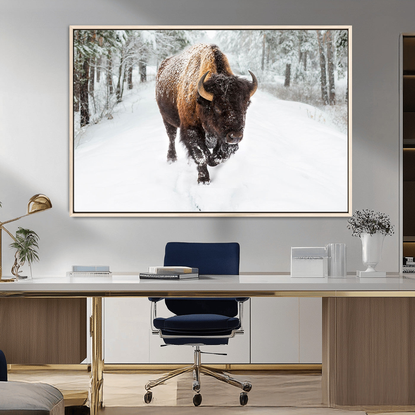 MGV-FC-36X24 - Bison Wall Art Canvas Print For Farmhouse, Animal Canvas Print, Wild Animal Wall Art