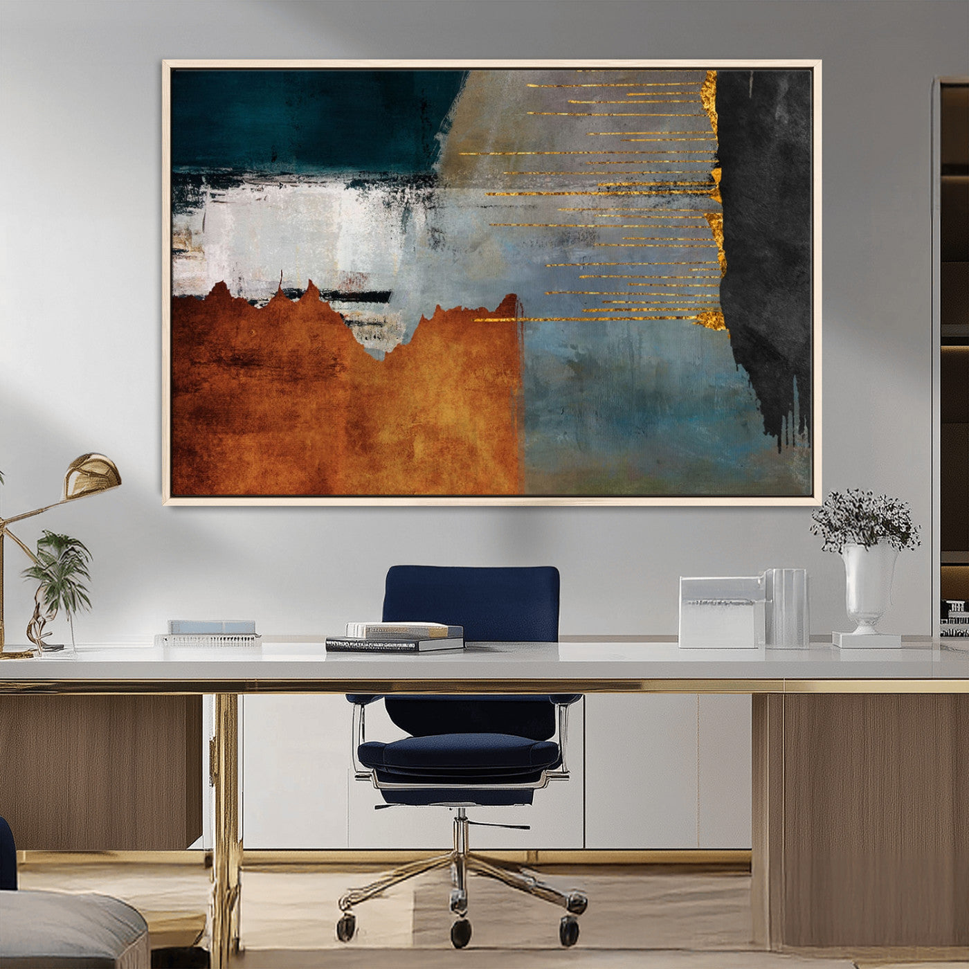 MGV-FC-36X24 - Modern Abstract Canvas Art Canvas Print - Framed and Ready to Hang Artwork for Contemporary Living Room or Office Decor