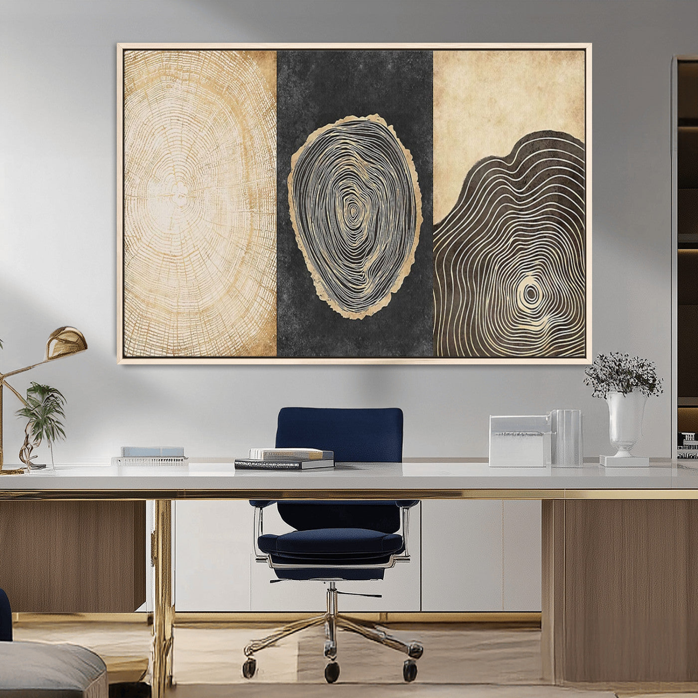 MGV-FC-36X24 - Tree Rings Canvas Wall Art Print – Minimalist Natural History in Modern Decor - Minimalist Boho Wall