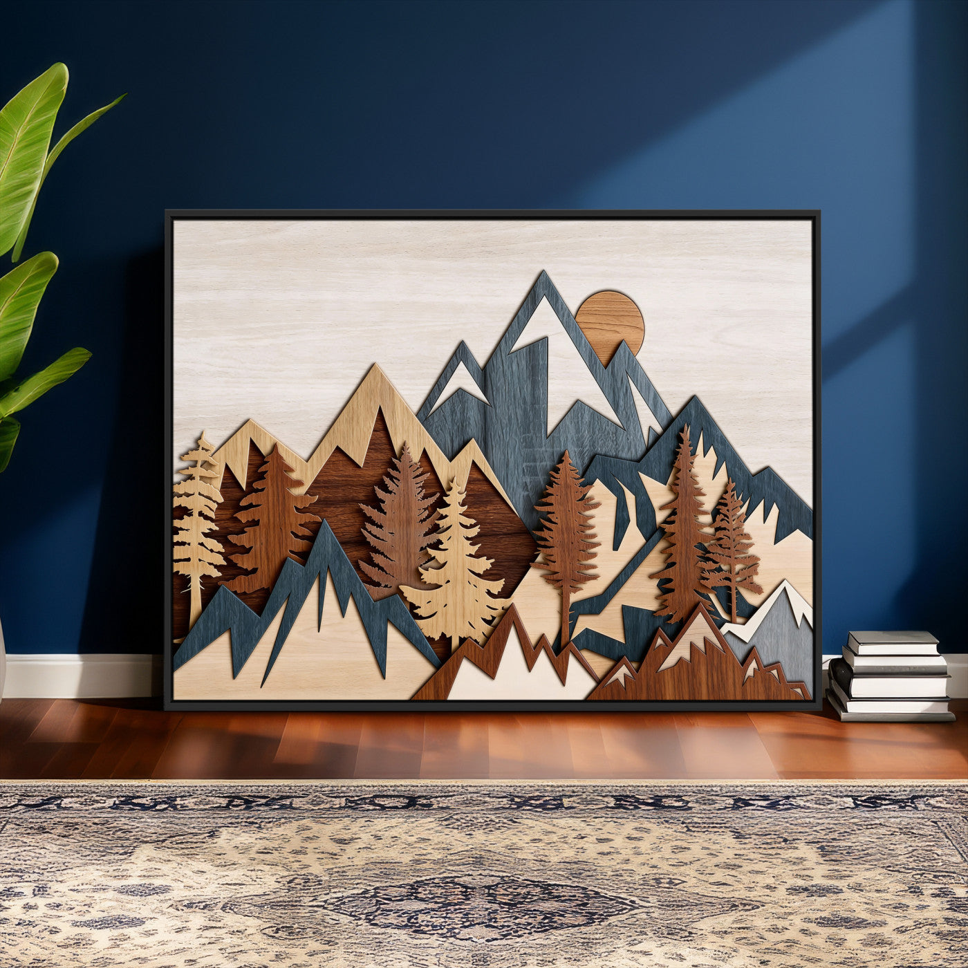 67950-MGV-CV-36X24 - Woodland Mountain Landscape Triptych, Giclee Canvas Art for Modern Home, Rustic Wooden Nature Wall