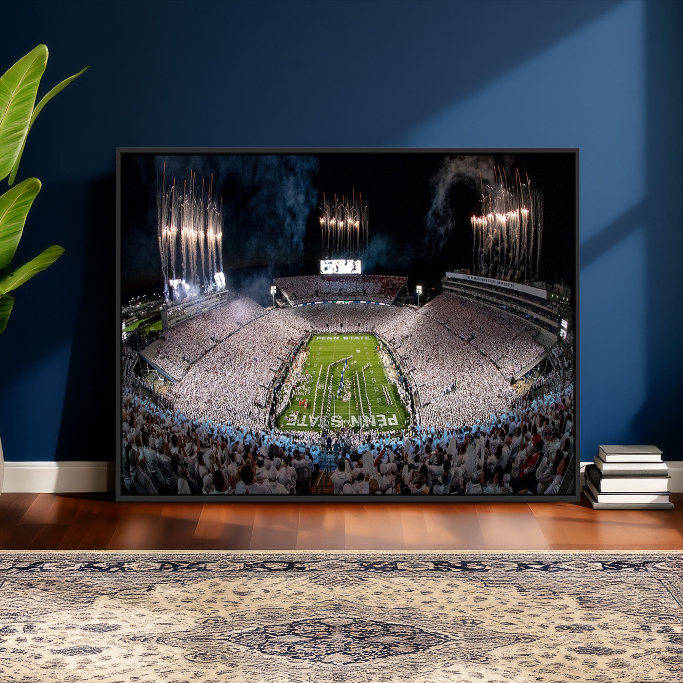 11391-MGV-CV-36X24 - Penn State Football Wall Art Canvas Print – Framed Stadium Game Day Sports Team Spirit Artwork for Home, Office