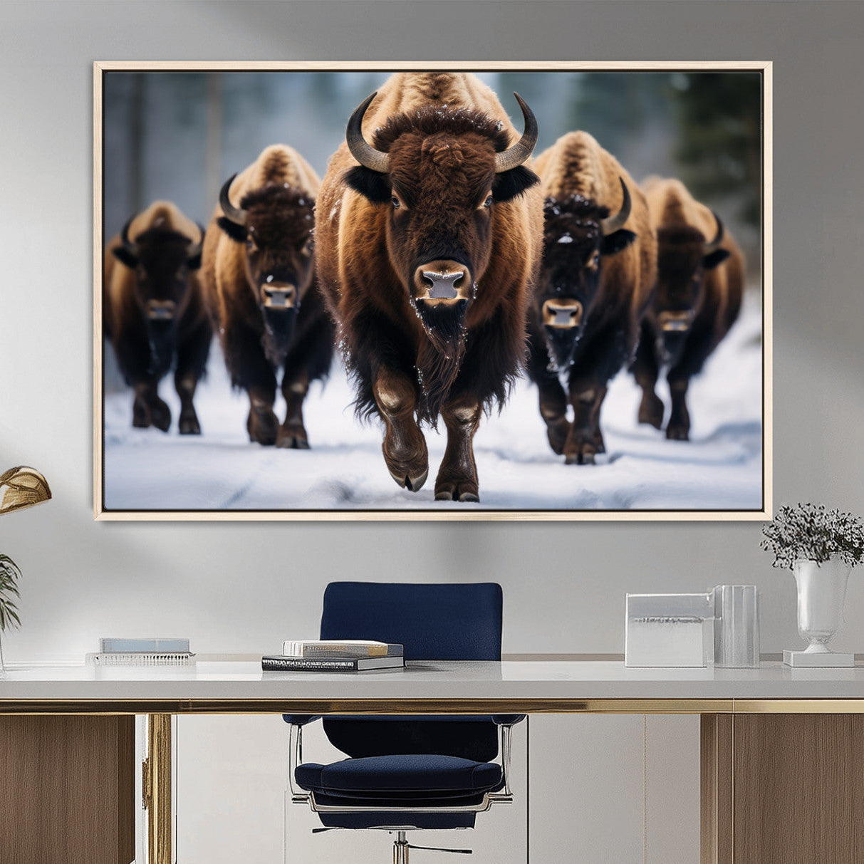 89854-MGV-CV-36X24-Buffalo Wall Art Canvas Print, American Bison Herd Wall Art Canvas Print - Bison Canvas Print