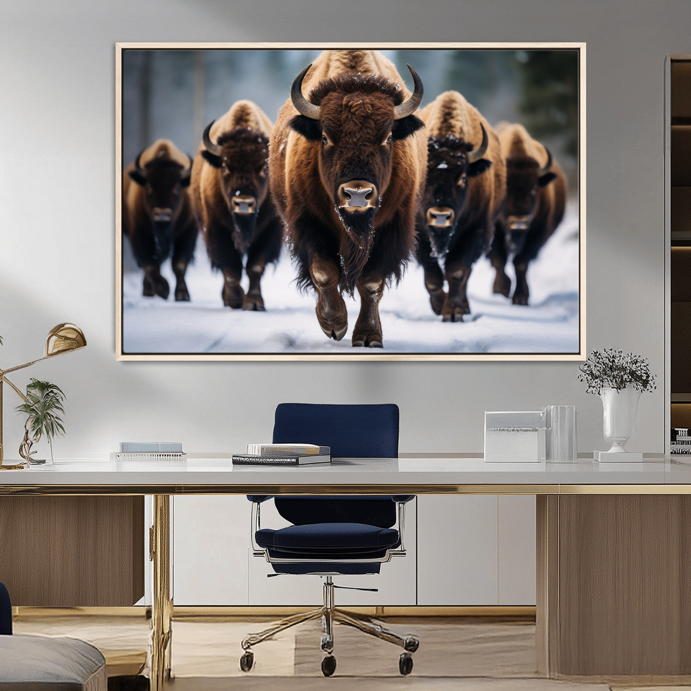 MGV-FC-36X24 - Buffalo Wall Art Canvas Print, American Bison Herd Wall Art Canvas Print - Bison Canvas Print